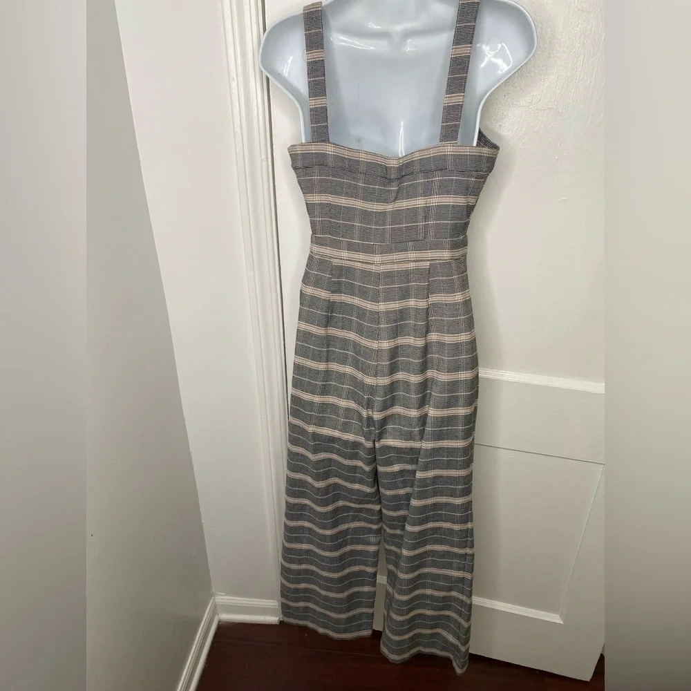Cupcakes & Cashmere Black Plaid Willa Cropped Jumpsuit w Working Buttons. - Picture 7 of 11
